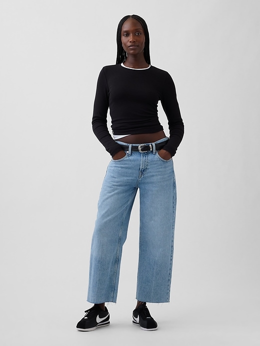 Image number 1 showing, Low Slung Relaxed Crop Jeans