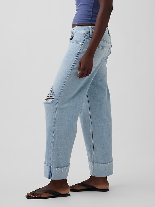 Low Slung Cuffed Relaxed Crop Jeans