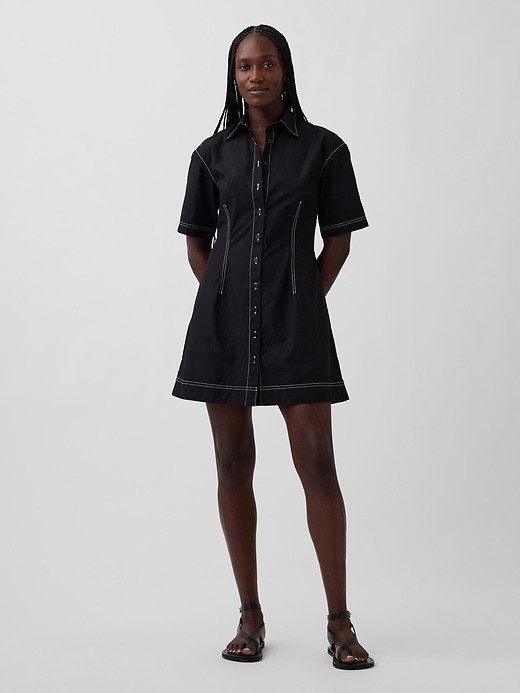 Image number 1 showing, Poplin Mini Shirtdress