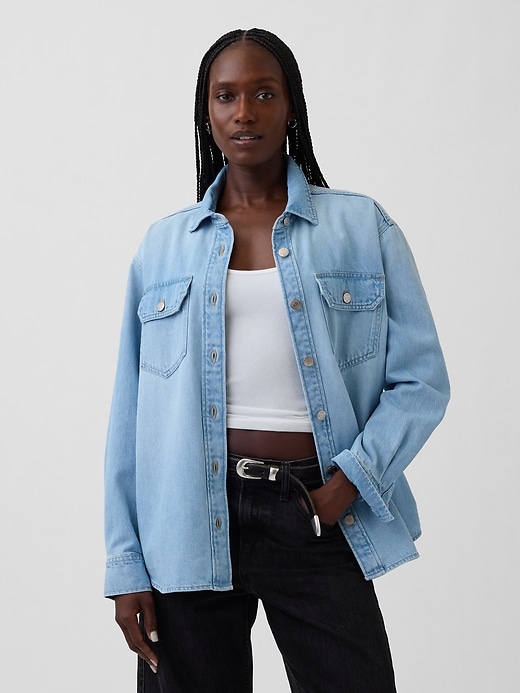 Image number 1 showing, Denim Western Shirt Jacket