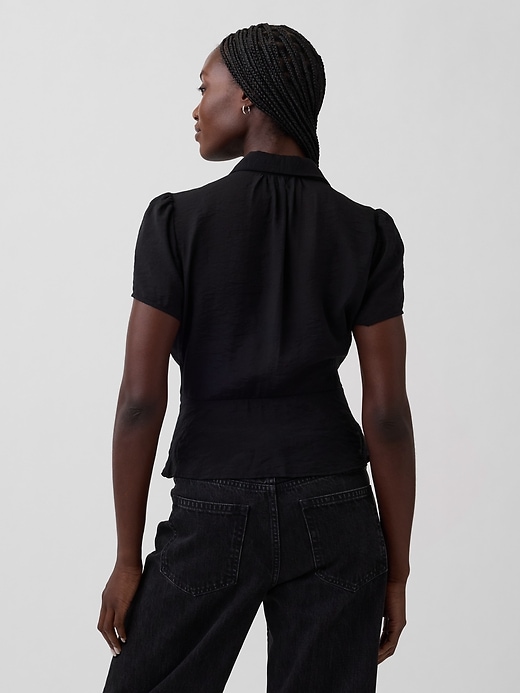 Image number 3 showing, Sheer Button-Front Peplum Top