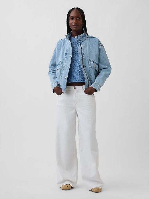 Image number 2 showing, 100% Cotton Pointelle Crop Sweater