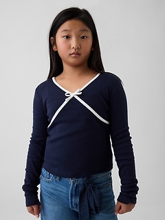 Kids Cross Front Bow T-Shirt