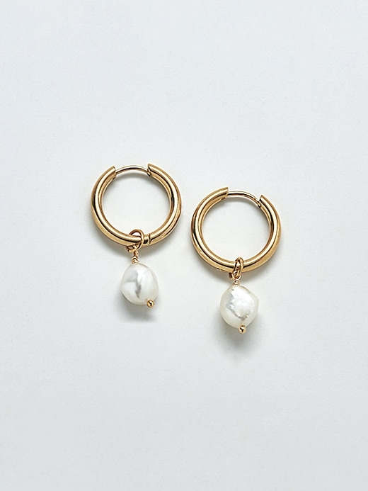 Image number 1 showing, Admiral Row Gold Single Pearl Huggie Earrings