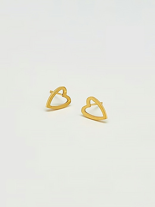 Image number 5 showing, Admiral Row Gold Heart Outline Stud Earrings