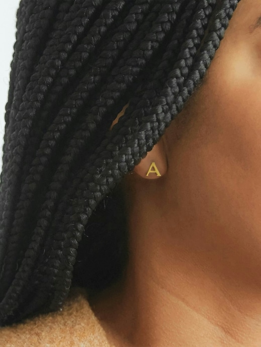 Image number 2 showing, Admiral Row Gold Initial Earrings