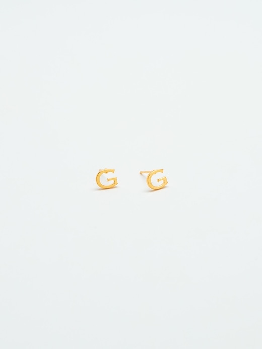 Image number 3 showing, Admiral Row Gold Initial Earrings