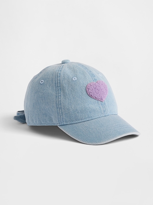 Image number 1 showing, Kids Denim Terry Heart Baseball Hat