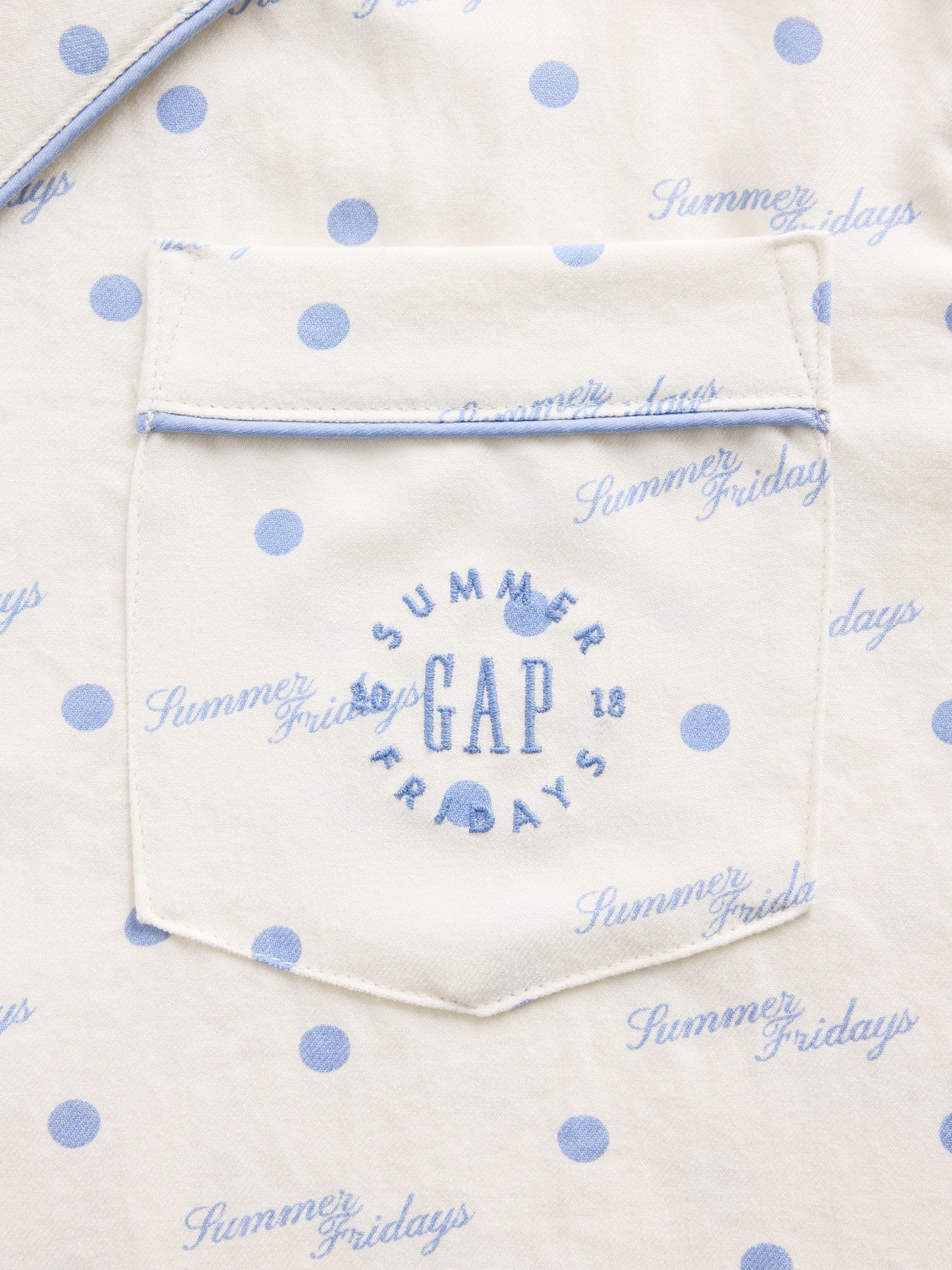 Женская рубашка Gap × Summer Fridays Relaxed Flannel Dotted PJ, цвет: Слоновая кость бежевый — фото 6