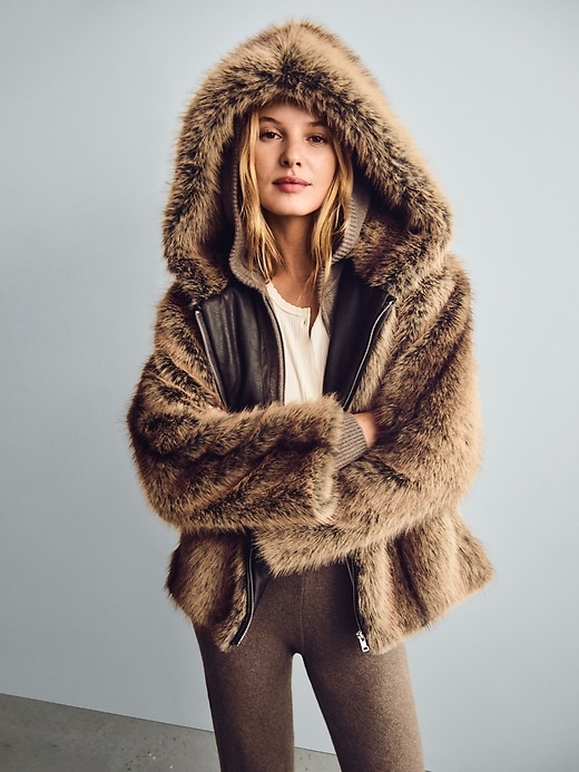 Faux Fur Relaxed Zip Hoodie | Gap