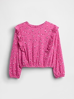 Kids Crinkle Knit Ruffle Top