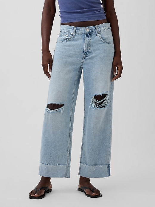 Image number 2 showing, Low Slung Cuffed Relaxed Crop Jeans