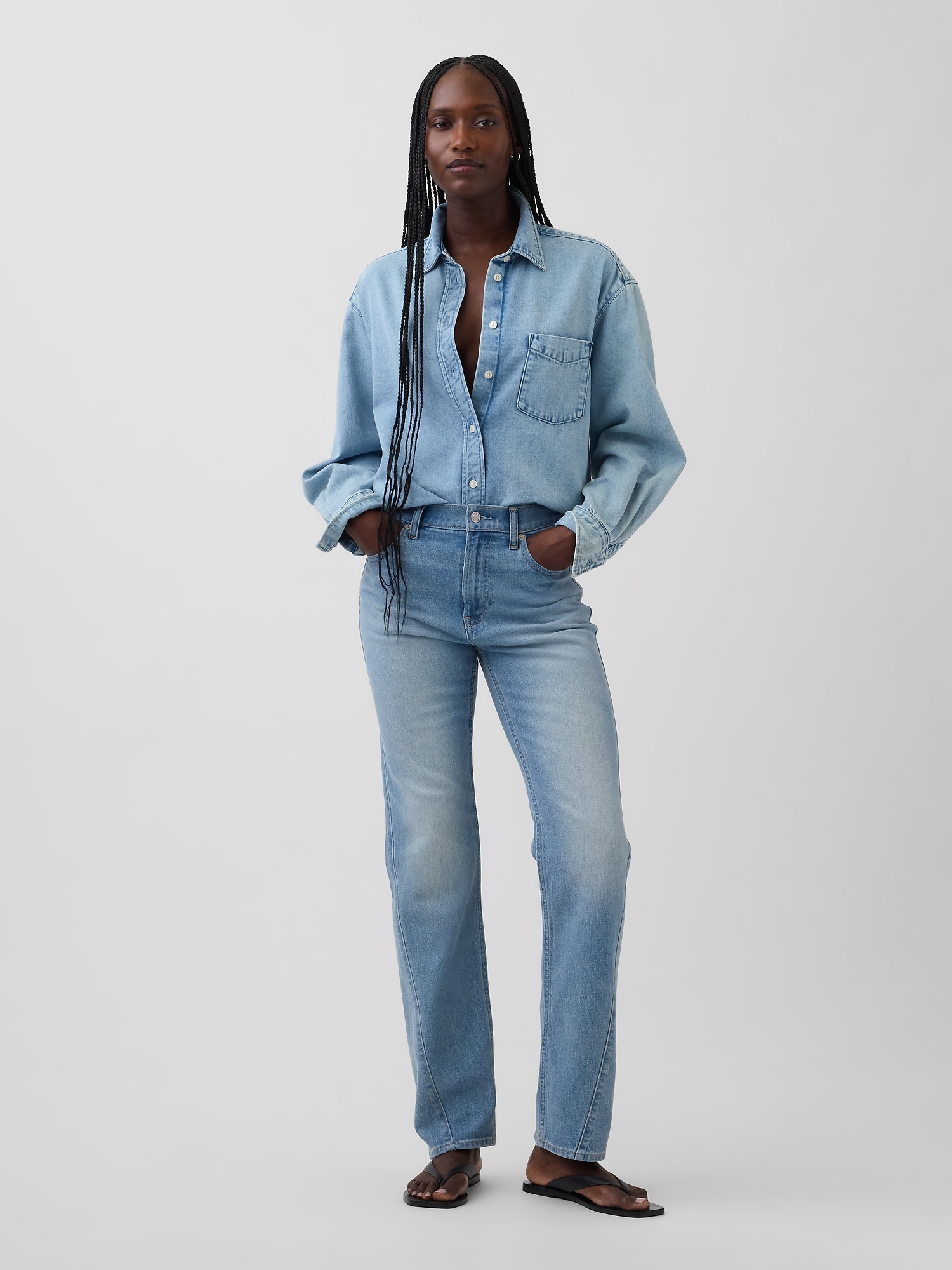 High Rise Twisted-Seam '90s Slim Straight Jeans