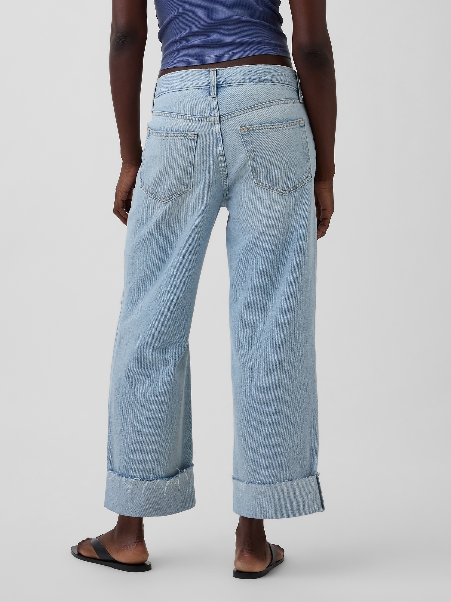 Low Slung Cuffed Relaxed Crop Jeans