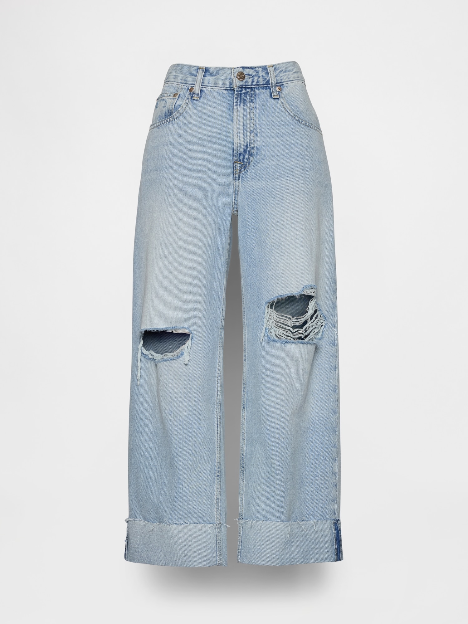 Low Slung Cuffed Relaxed Crop Jeans