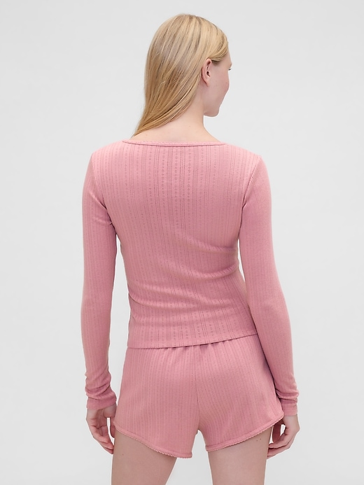 Image number 3 showing, Gap × Summer Fridays Pointelle Henley PJ Top