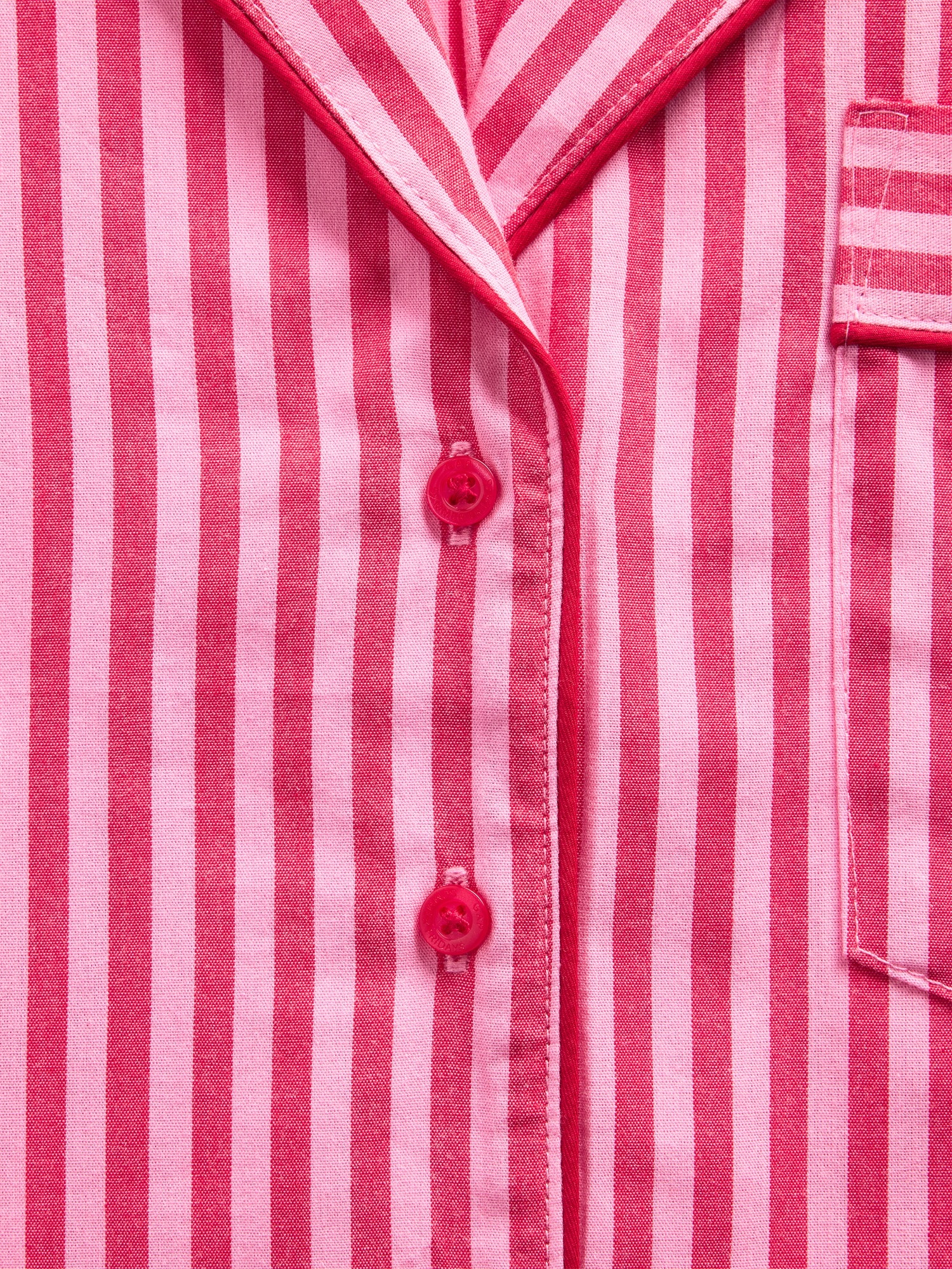 Женская рубашка Gap × Summer Fridays Relaxed Poplin Stripe PJ, цвет: Полосатый красный — фото 5