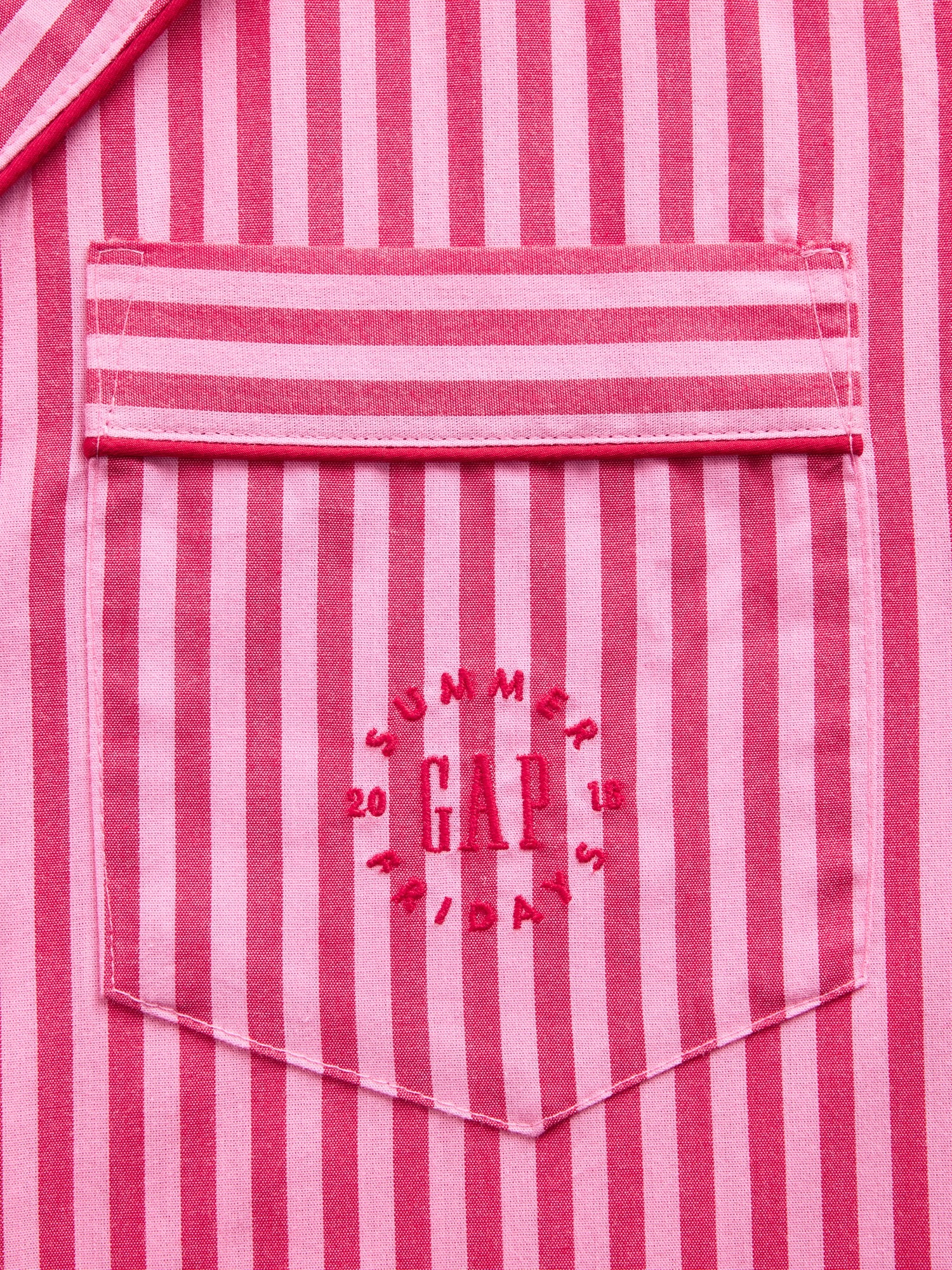 Женская рубашка Gap × Summer Fridays Relaxed Poplin Stripe PJ, цвет: Полосатый красный — фото 6