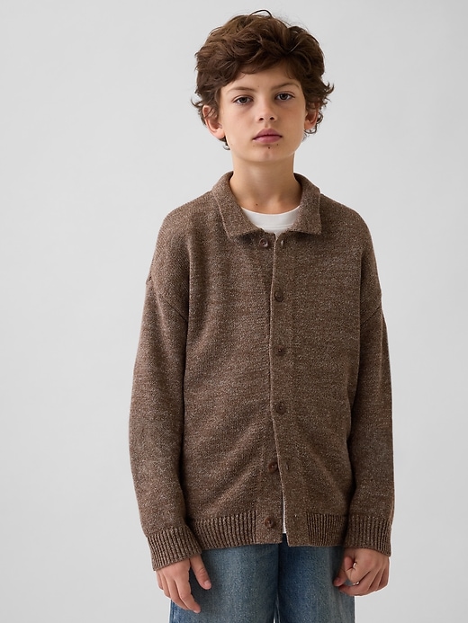 Image number 1 showing, Kids Relaxed Polo Cardigan Sweater