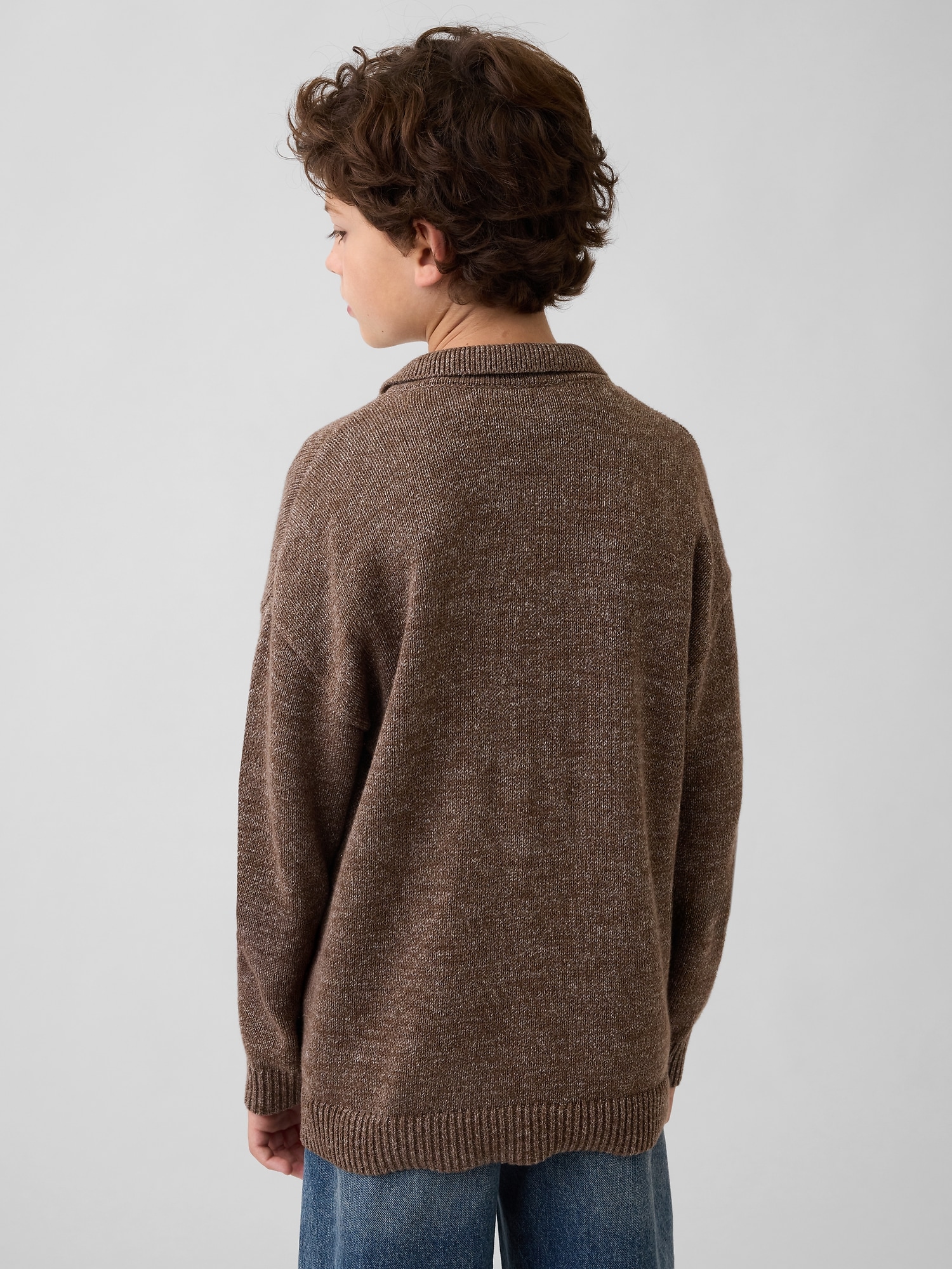 Kids Relaxed Polo Cardigan Sweater