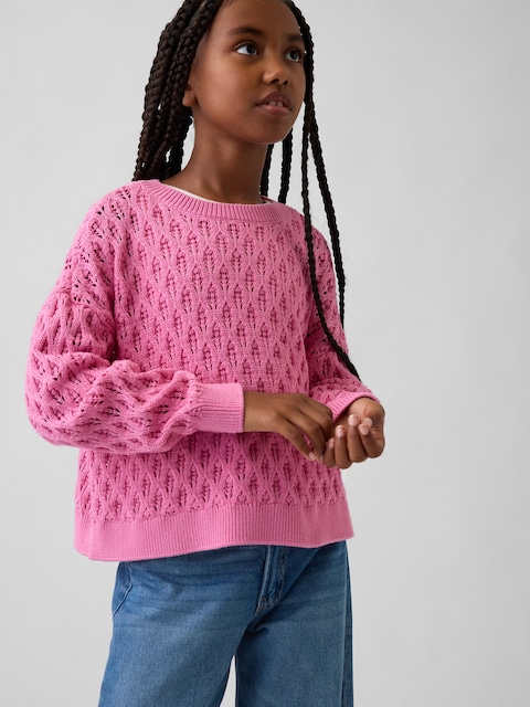 Kids 100% Cotton Crochet Oversized Sweater