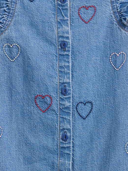 Image number 3 showing, Baby Denim Embroidered Heart One-Piece