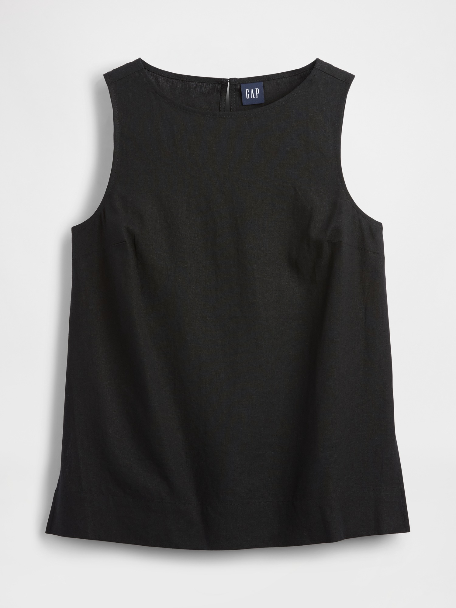 Женский топ Gap Linen-Blend Shell Tank Top, цвет: Чёрный — фото 5