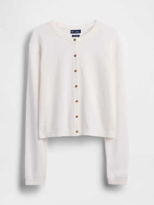 Image number 5 showing, 100% Cotton Relaxed Crop Cardigan Sweater