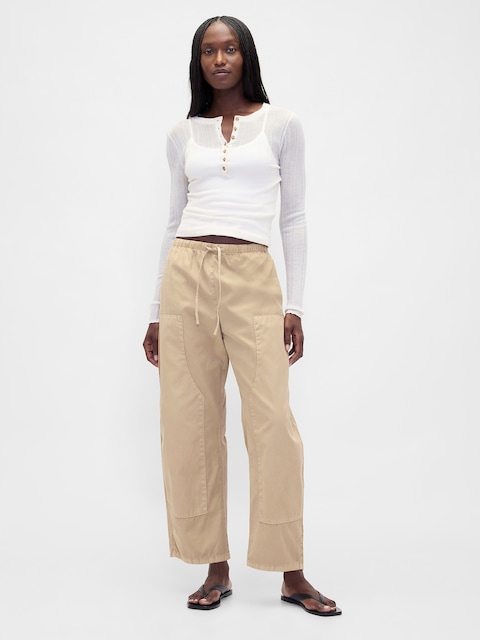 Poplin Easy Double-Knee Barrel Pants