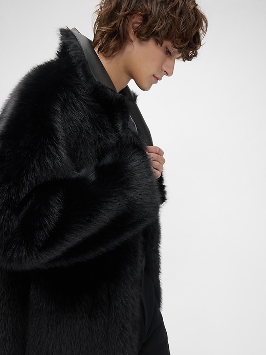 Image number 9 showing, GapStudio Adult Vegan Leather Fur-Lined Coat