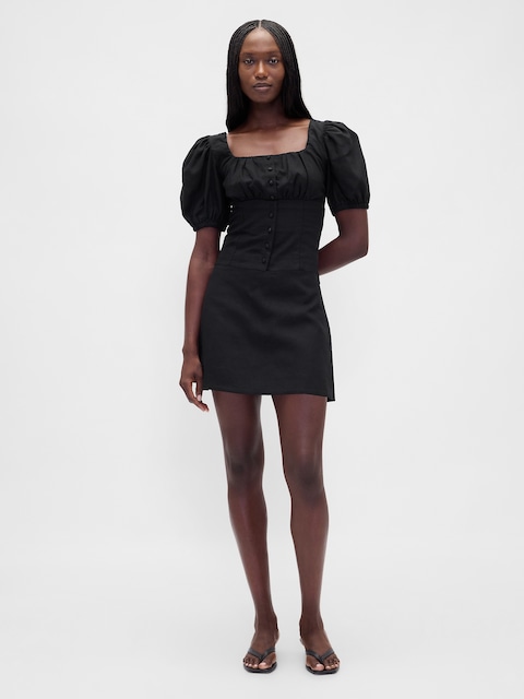 Low Rise Linen-Blend Mini Skort