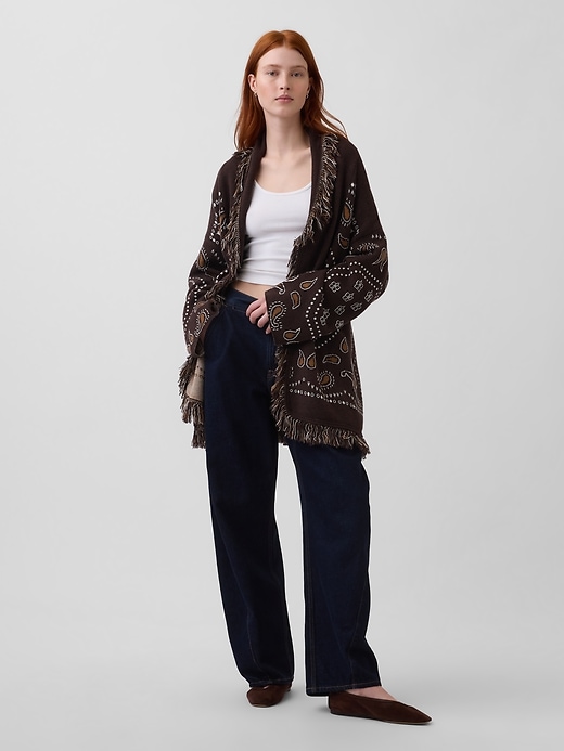 Image number 2 showing, Cotton-Blend Fringe Shawl Cardigan