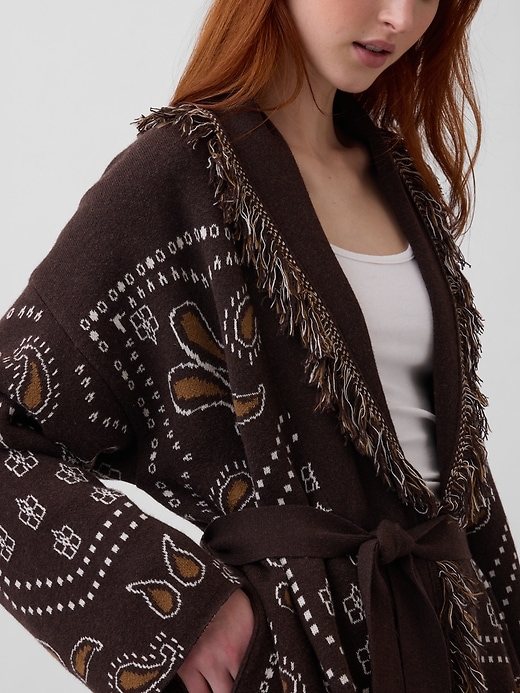 Image number 4 showing, Cotton-Blend Fringe Shawl Cardigan