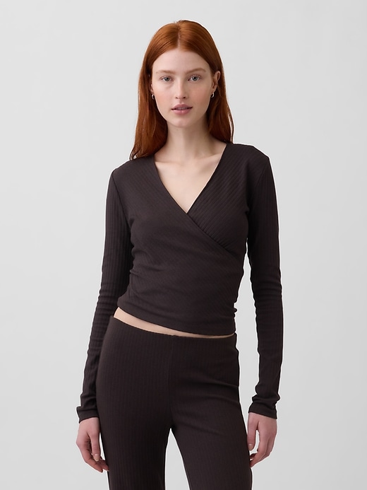 Modern Wide Rib Wrap V-Neck T-Shirt | Gap