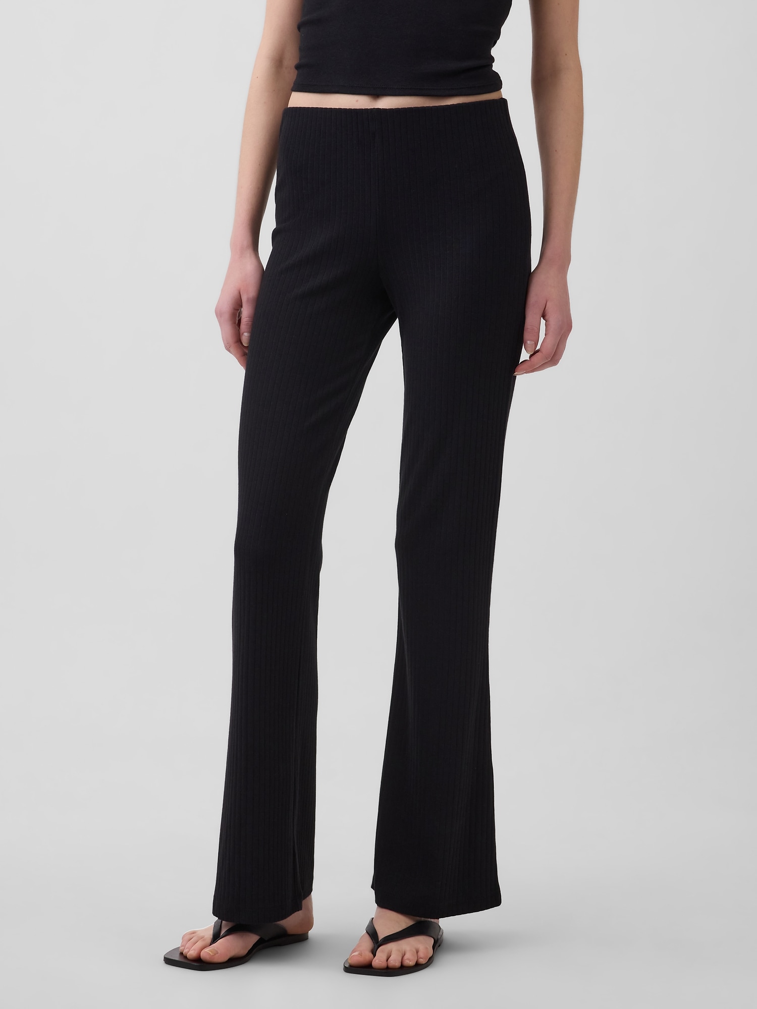 Женские брюки Gap Modern Wide Rib Flare, цвет: Чёрный — фото 2
