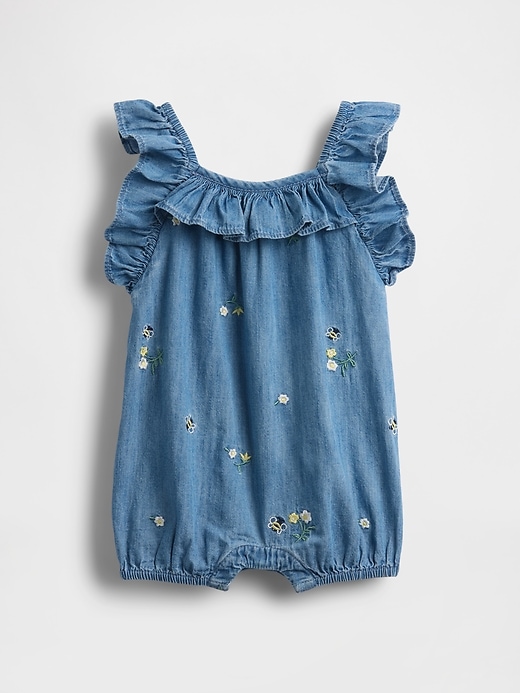 Image number 1 showing, Baby Denim Ruffle Shorty One-Piece