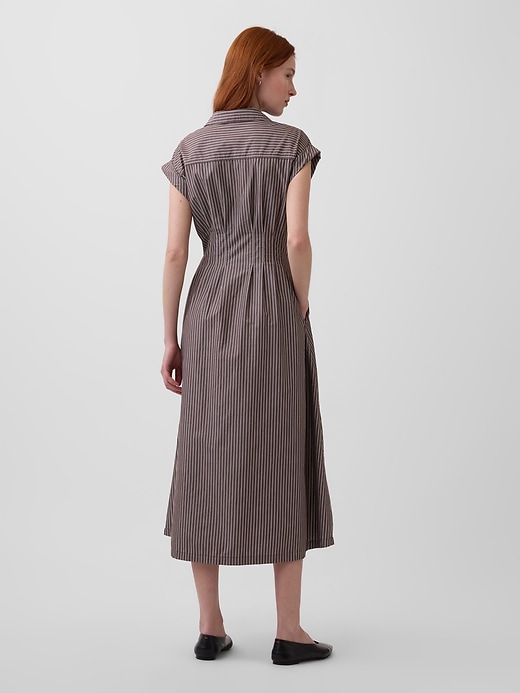 Image number 2 showing, Poplin Cinched Midi Shirtdress
