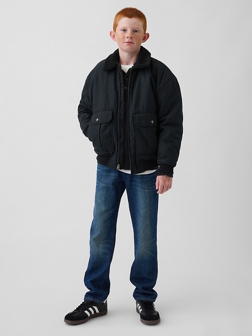 Image number 3 showing, Kids Sherpa-Lined Canvas Bomber Jacket