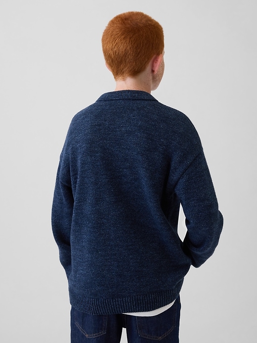 Image number 3 showing, Kids Relaxed Polo Cardigan Sweater