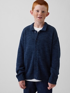 Kids Relaxed Polo Cardigan Sweater