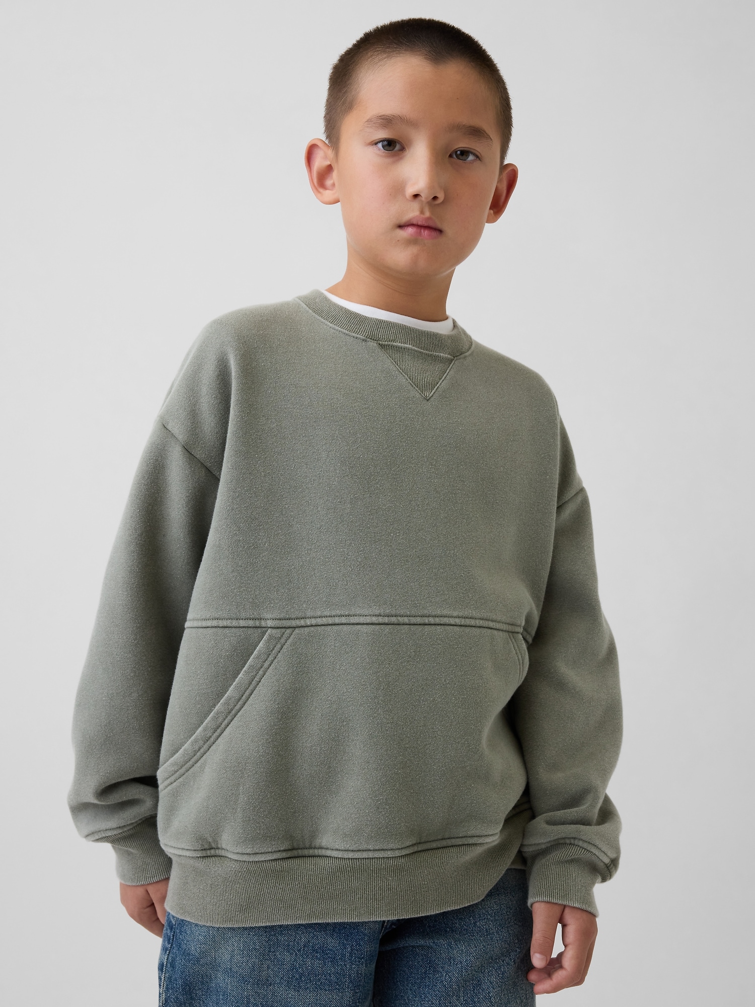 Kids VintageSoft Relaxed Crewneck Pocket Sweatshirt
