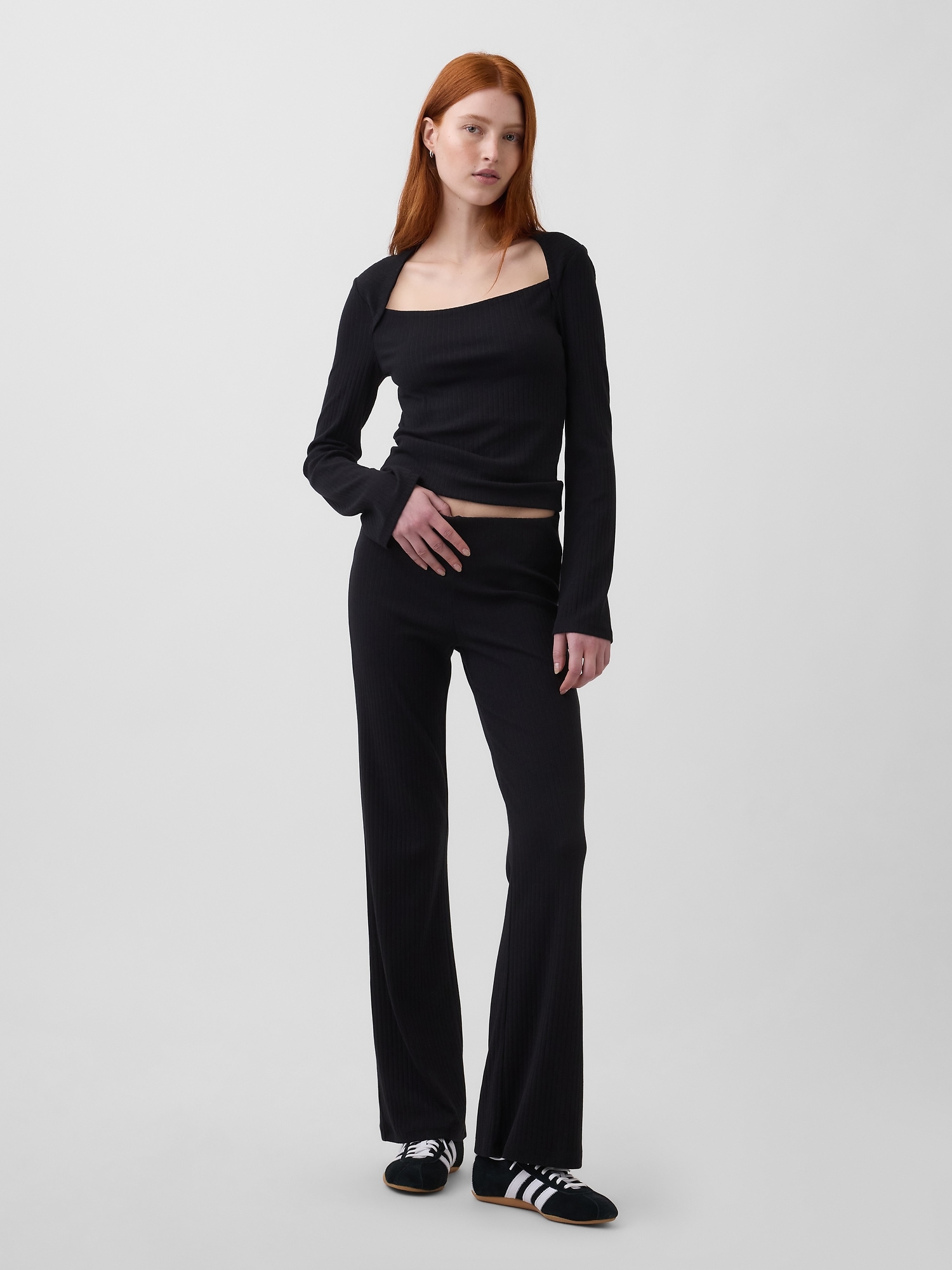 Modern Rib Envelope-Neck Top