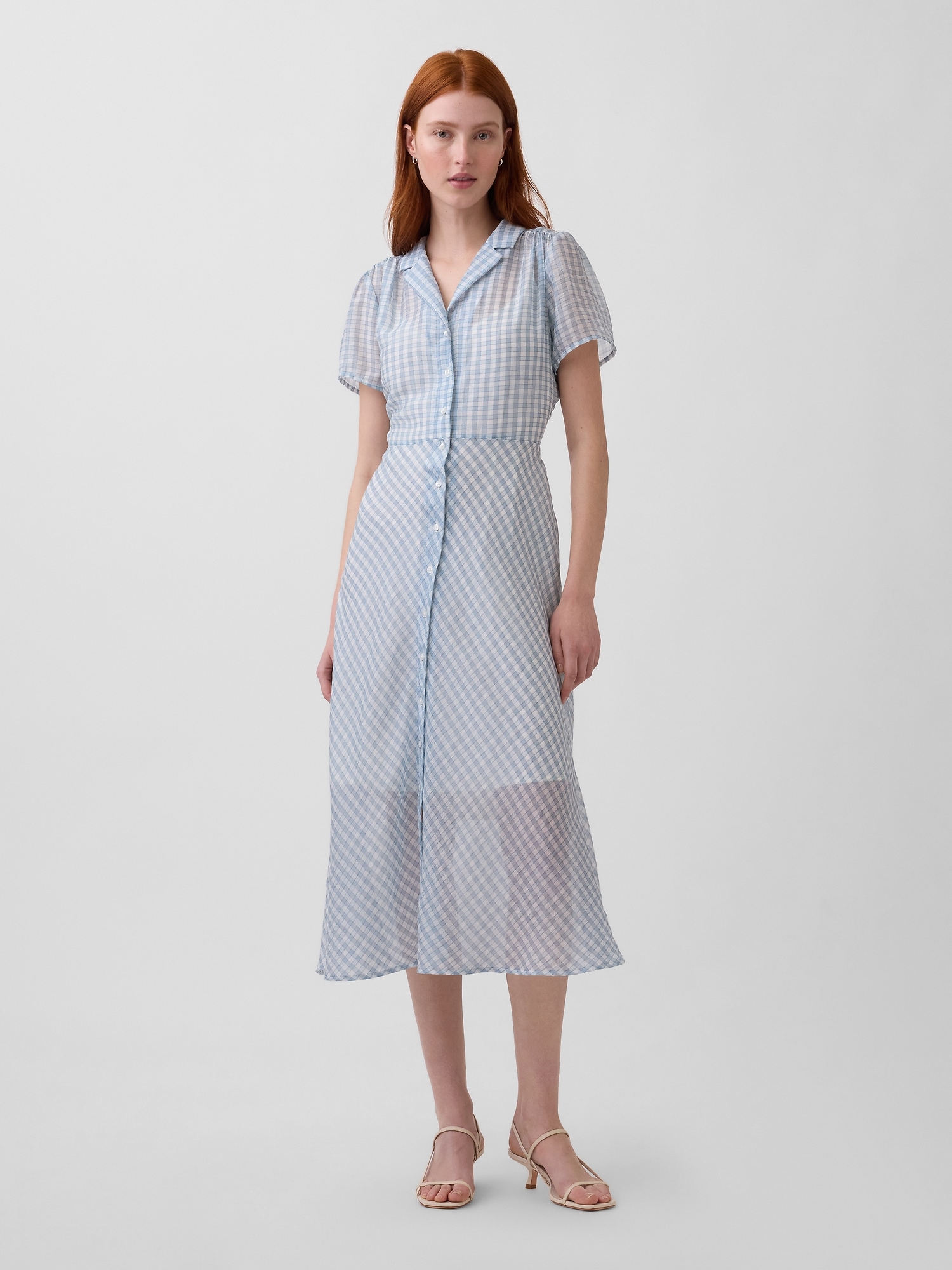 Sheer Midi Shirtdress