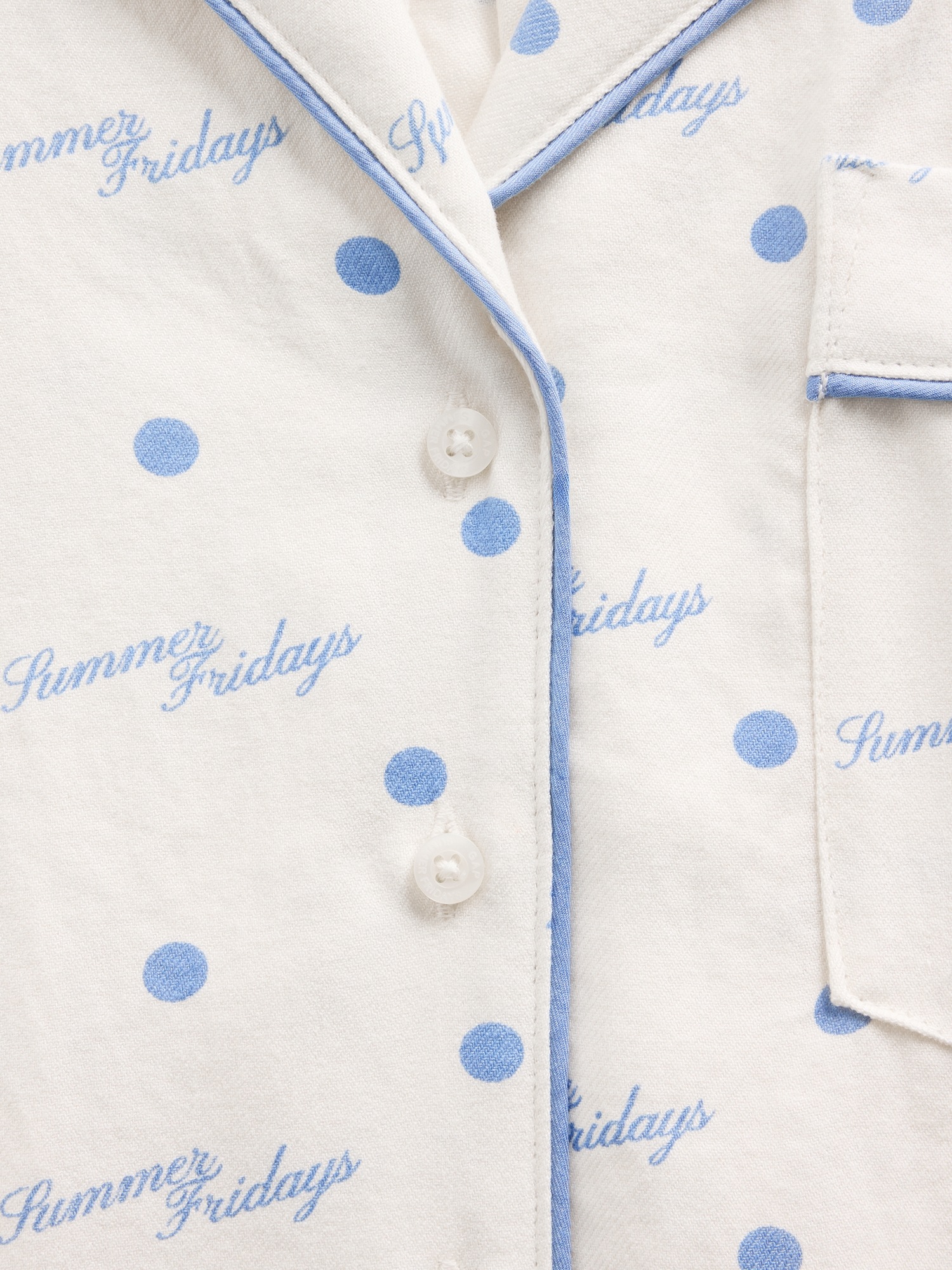 Женская рубашка Gap × Summer Fridays Relaxed Flannel Dotted PJ, цвет: Слоновая кость бежевый — фото 5