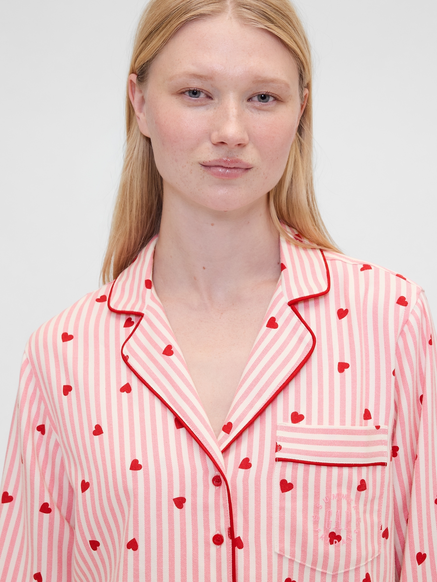 Gap × Summer Fridays Relaxed Flannel Hearts PJ Shirt