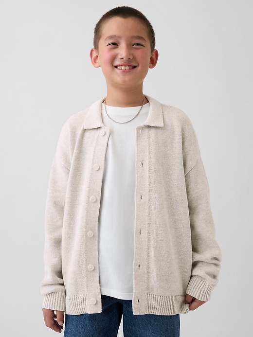 Image number 1 showing, Kids Relaxed Polo Cardigan Sweater