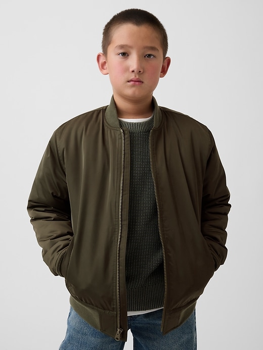 Image number 1 showing, Kids Satin Bomber Jacket