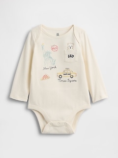 Baby First Favorites Organic Cotton NYC Logo Pocket Bodysuit