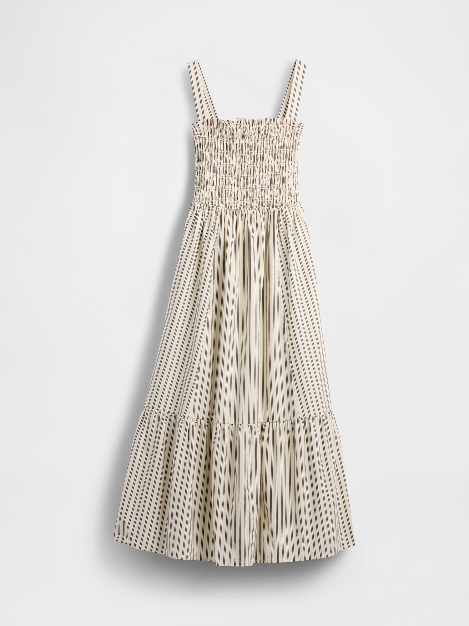 Женское платье Gap Poplin Smocked-Bodice Maxi, цвет: Слоновая кость бежевый полосатый — фото 5