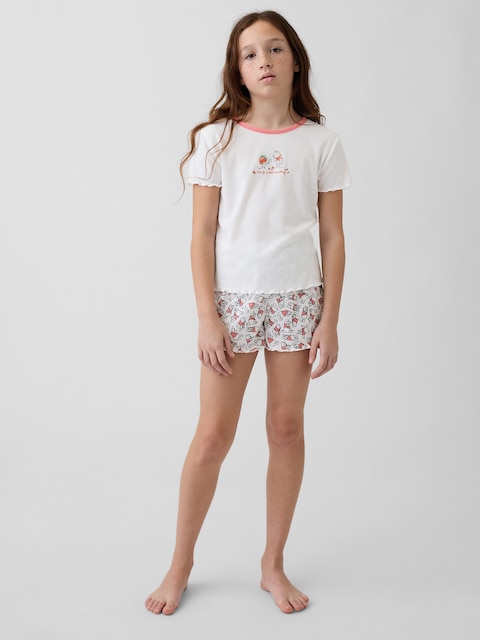 Kids Winnie The Pooh Recycled Rib PJ Short Set